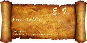 Erni Iván névjegykártya